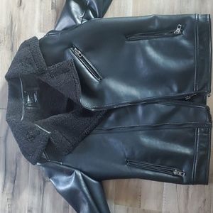 Sherpa Collared Leather Jacket